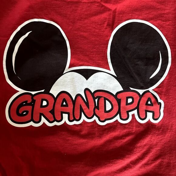 Disney Red Mickey Mouse "Grandpa" Graphic Short Sleeve T-Shirt- 3XL - Picture 3 of 7
